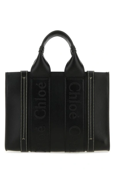 Chloé Woody Small Shopping Bag In Black