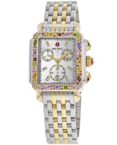 Pre-owned Michele Deco Soiree Chronograph Diamond Dial Women's Watch Mww06a000801