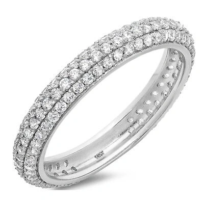 Pre-owned Pucci 1.2ct Round Eternity Simulated Bridal Wedding Anniversary Band 14k White Gold In White/colorless