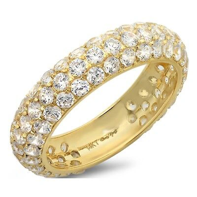 Pre-owned Pucci 2.5ct Round Cut Eternity Bridal Wedding Simulated Band Solid 14k Yellow Gold