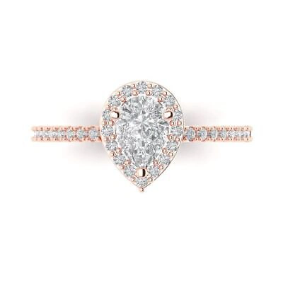 Pre-owned Pucci 1.42ct Pear Cut Halo Wedding Simulated Engagement Anniversary Ring 14k Rose Gold In White/colorless