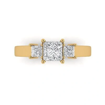 Pre-owned Pucci 1.05ct 3 Stone Princess Anniversary Simulated Engagement Ring 14k Yellow Gold