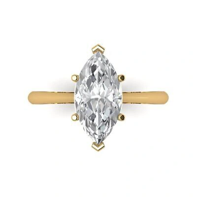 Pre-owned Pucci 2.7ct Marquise Cut Bridal Simulated Engagement Promise Ring 14k Yellow Gold