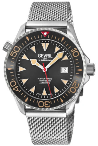 Pre-owned Gevril Men's 48840b Hudson Yards Diver Automatic Stainless Steel Swiss Watch