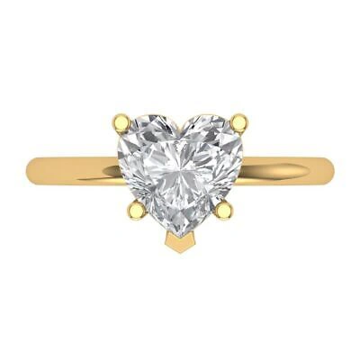 Pre-owned Pucci 2ct Heart Designer Statement Bridal Classic Ring 14k Yellow Gold Real Moissanite
