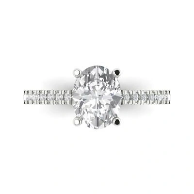 Pre-owned Pucci 2.71ct Oval Cut Moissanite Classic Bridal Statement Designer Ring 14k White Gold In White/colorless