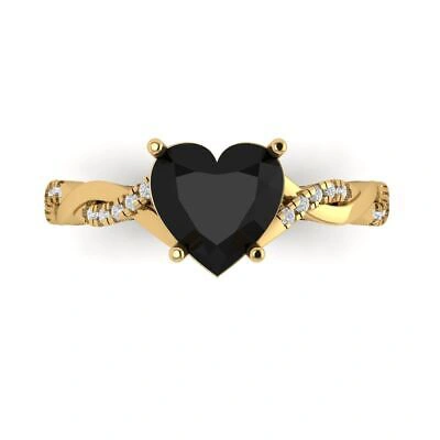 Pre-owned Pucci 2.19ct Heart Natural Onyx Real 18k Yellow Gold Statement Wedding Bridal Ring