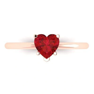 Pre-owned Pucci 1 Ct Heart Cut Designer Statement Bridal Classic Ruby Ring Solid 14k Pink Gold In Red