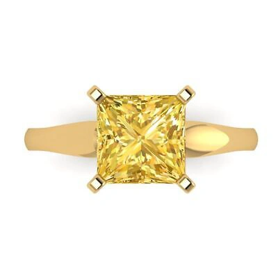 Pre-owned Pucci 2.5ct Princess Cut Yellow Simulated Engagement Promise Ring 14k Yellow Gold