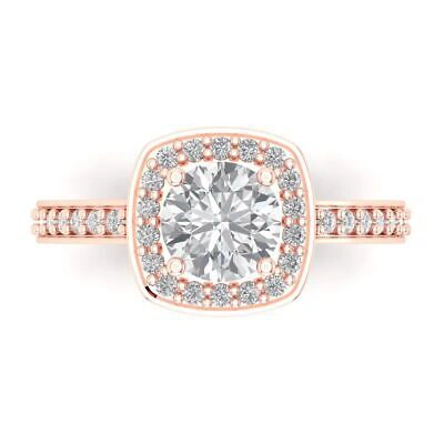 Pre-owned Pucci 1.16ct Round Cut Halo Statement Simulated Engagement Wedding Ring 14k Rose Gold In D