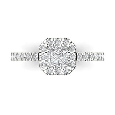 Pre-owned Pucci 1.4 Ct Princess Cut Simulated Diamond 18k White Gold Halo Wedding Bridal Ring In White/colorless