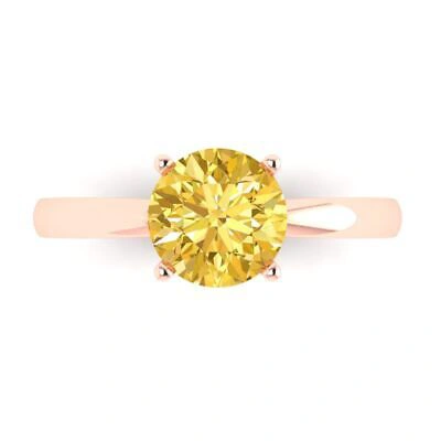 Pre-owned Pucci 1.50 Ct Round Cut Simulated Yellow Stone Wedding Promise Ring 14k Rose Gold