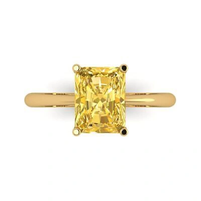 Pre-owned Pucci 2.5ct Radiant Cut Simulated Yellow Stone Wedding Promise Ring 14k Yellow Gold
