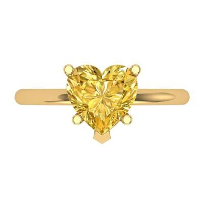 Pre-owned Pucci 2ct Heart Cut Simulated Yellow Stone Wedding Bridal Promise Ring 14k Yellow Gold
