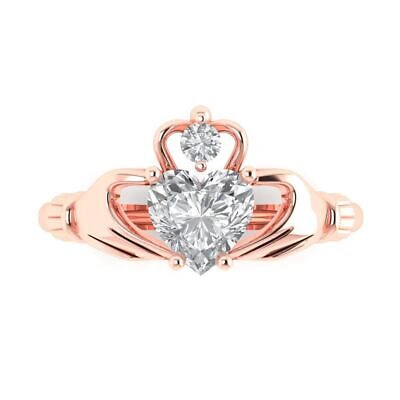 Pre-owned Pucci 1.35ct Heart Irish Celtic Simulated Engagement Anniversary Ring 14k Rose Gold In D