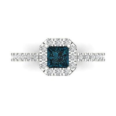 Pre-owned Pucci 1.4 Princess Royal Blue Topaz Promise Bridal Wedding Classic Ring 14k White Gold
