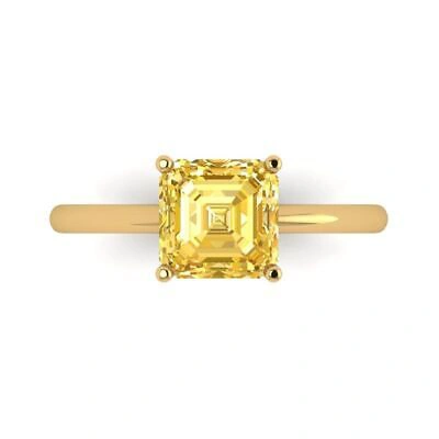 Pre-owned Pucci 2ct Asscher Cut Simulated Yellow Stone Wedding Promise Ring 14k Yellow Gold