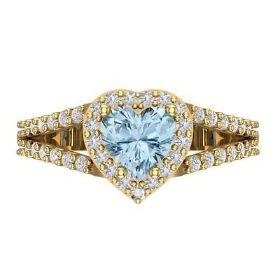 Pre-owned Pucci 1.7ct Heart Swiss Topaz Solid 18k Yellow Gold Halo Statement Wedding Bridal Ring