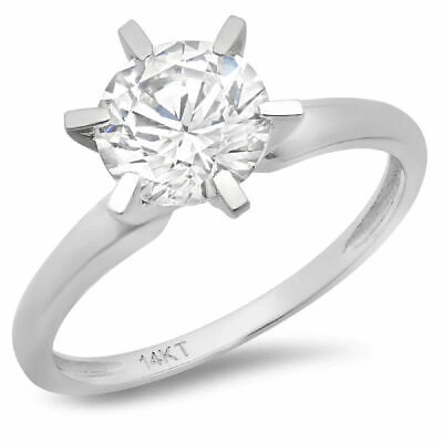 Pre-owned Pucci 0.5 Ct Round Cut Lab Created Diamond Stone 14k White Gold Solitaire Ring In G-h