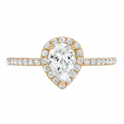 Pre-owned Pucci 0.8 Ct Pear Cut Lab Created Diamond Stone Solid 18k Yellow Gold Halo Ring In G-h