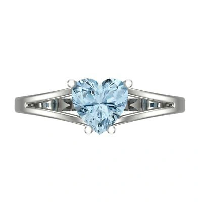 Pre-owned Pucci 1.5 Ct Heart Cut Vvs1 Statement Designer Classic Swiss Topaz Ring 14k White Gold