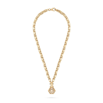 Pre-owned Philipp Plein Men's Chain Necklace Stainless Steel Ip Gold Plein Icon Chain