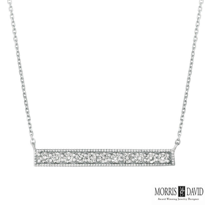 Pre-owned Morris 0.50 Carat Natural Diamond Bar Necklace 14k White Gold Si 18 Inches Chain