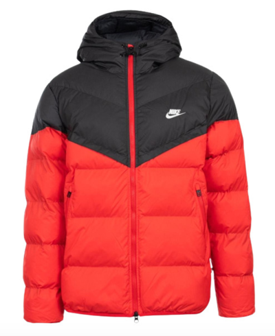 Pre-owned Nike Men's Storm Fit Primaloft Puffer Hooded Jacket Full Zip Blk/red Fb8185-011