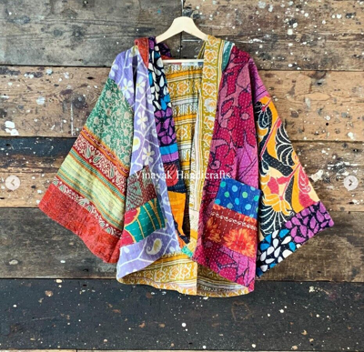 Pre-owned Handmade 10 Pcs Indian Patchwork Kantha Jacket, Soft Cotton Kantha Jacket, Colorful Coat In Multicolor