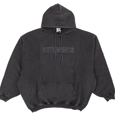 Pre-owned Vetements Faded Black Logo Outline Hoodie Size L $1050