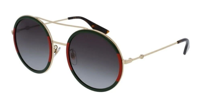 Pre-owned Gucci Gg 0061 003 Gg0061s Round Sunglasses Multicolor Grey Gradient 56mm In Gray
