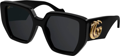 Pre-owned Gucci Original  Sunglasses Gg0956s 003 Black Frame Gray Gradient Lens 55mm
