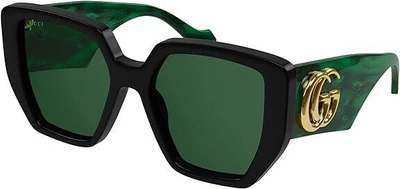 Pre-owned Gucci Original  Sunglasses Gg0956s 001 Black Frame Green Gradient Lens 55mm