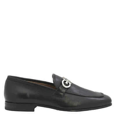 Pre-owned Ferragamo Salvatore  Men's Black Giove Gancini Ornament Loafers, Size 6.5