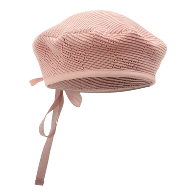 Pre-owned Gucci Gg Malibu Crochet Beret In Pink