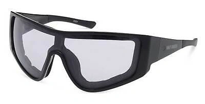 Pre-owned Harley-davidson Men's Edgy Shield Photochromic Sunglasses, Shiny Black Frames In Gray