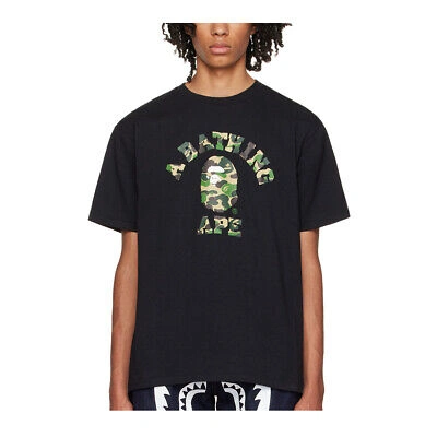 Pre-owned Bape Unisex Adults A Bathing Ape College Tee T-shirt Black/camouflage, Size M