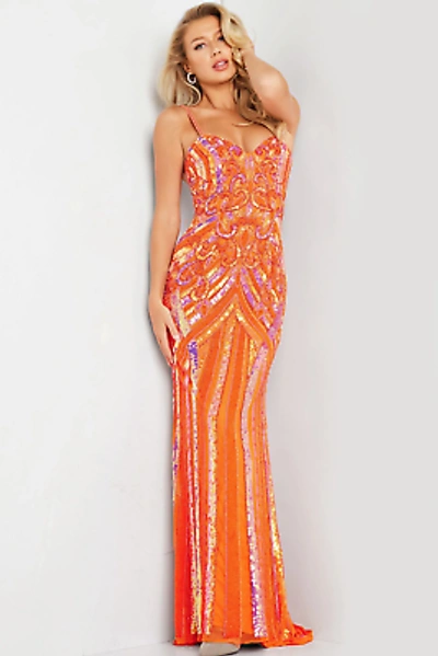 Pre-owned Jovani 38300 Evening Dress Lowest Price Guarantee Authentic In Orange