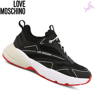 Pre-owned Moschino Sneakers Love  Ja15025g1giq3 Women Black 135833 Shoes Original Outlet