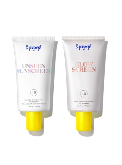 Supergoop Jumbo 2-in-1 Beauty Booster Set Sunscreen ! In White