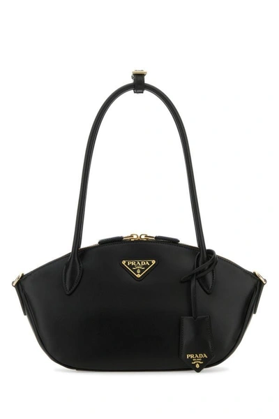 Prada Small Leather Handbag In Black