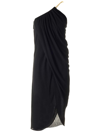 Chloé Robe Midi Asymétrique Drapée Femme Noir Taille 40 100% Laine Vierge In Black