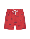 KITON RED SWIM SHORTS WITH ALL-OVER LOGO