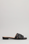 Bibi Lou Holly Flats In Black Leather In Black