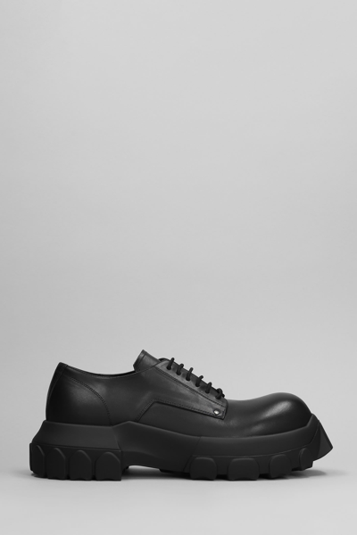 Rick Owens Bozo Tractor Leather Derby Shoes In Black