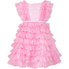 Monnalisa Star-print Tulle Dress In Pink