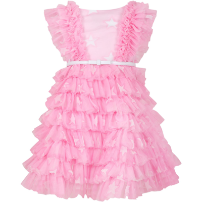 Monnalisa Kids' Elegant Pink Saloon Dress For Girl
