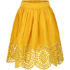 STELLA MCCARTNEY YELLOW SKIRT FOR GIRL WITH MACRAMÉ LACE.
