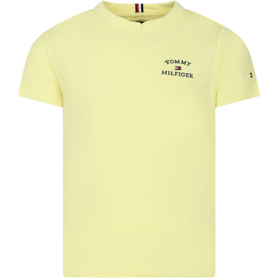 Tommy Hilfiger Kids' T-shirt Jaune Pour Garçon Avec Logo In Yellow