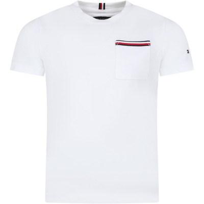 Tommy Hilfiger Kids' White T-shirt For Boy With Logo